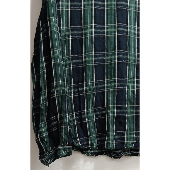 Loft Plaid Mock Neck Top Women’s S Green Blue Long Sleeve Grunge Preppy EUC - Picture 2 of 7